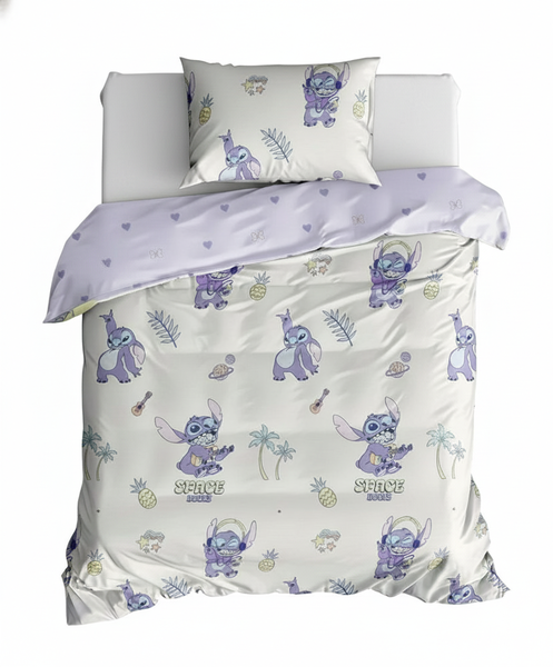 Stitch Single Purple and White Duvet Cover Set