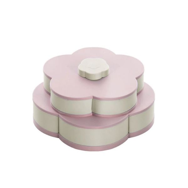 Double Layer Flower-Shaped Rotating Snack Tray