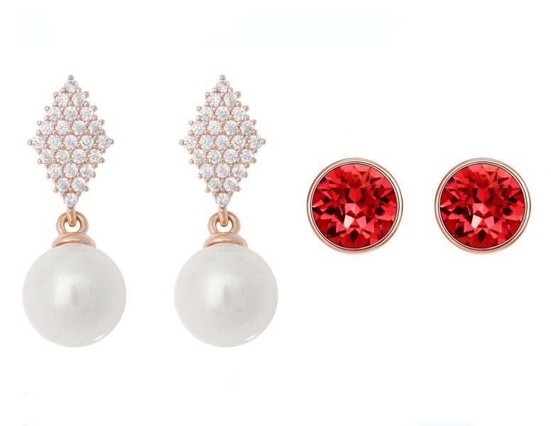 Civetta Spark Harper &amp; Chene Studs with Swarovski Ruby Crystal Rose