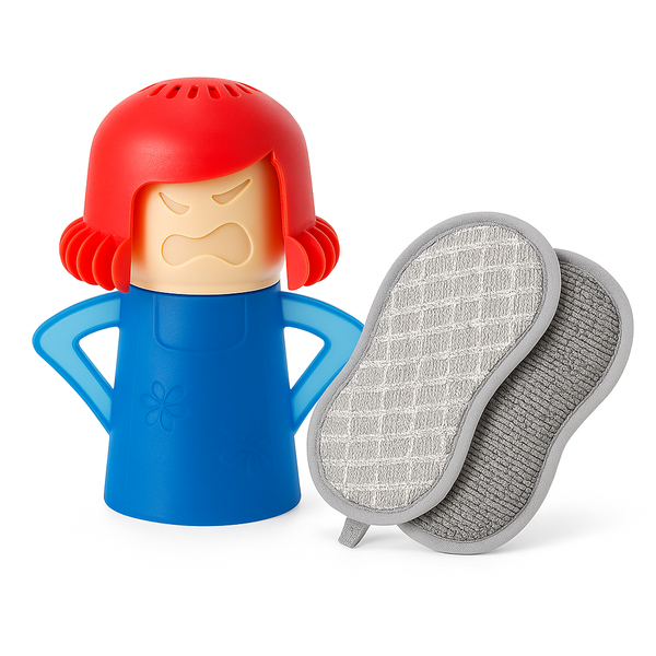 Angry Steam Microwave Cleaner &amp; Dual-Texture Scrub Pad Set (2-Piece)