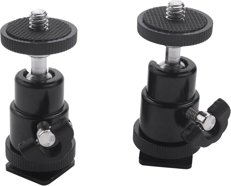 Mini Ball Head with Hot Shoe Mount 1/4 Screw - 2 Pieces