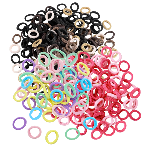 300-Piece Vibrant Color Assortment Elastic Hair Tie Set - Multi-Color