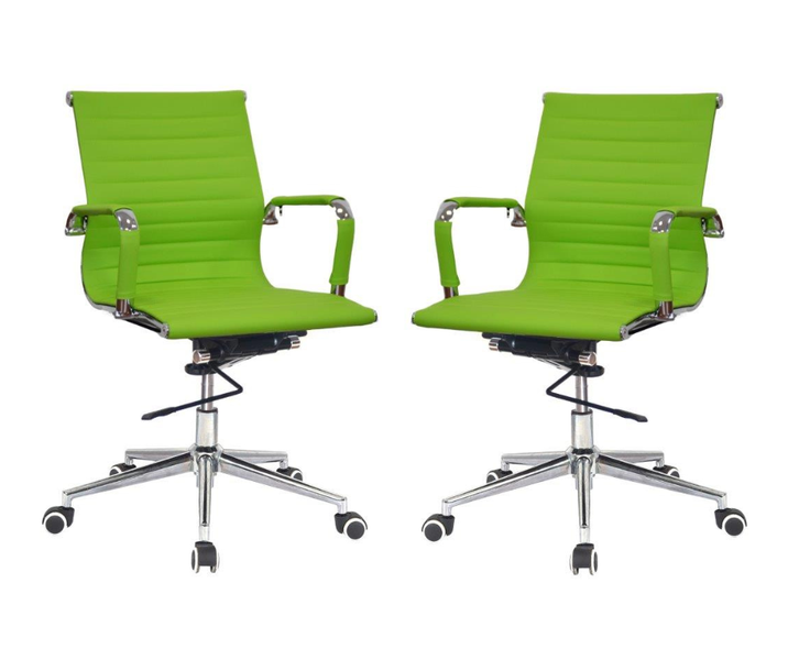 TOCC Ribbed Medium Back Office Chair Set of 2 - Green