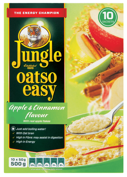 Jungle Oatso Easy Apple and Cinnamon Flavour Instant Oats 500g