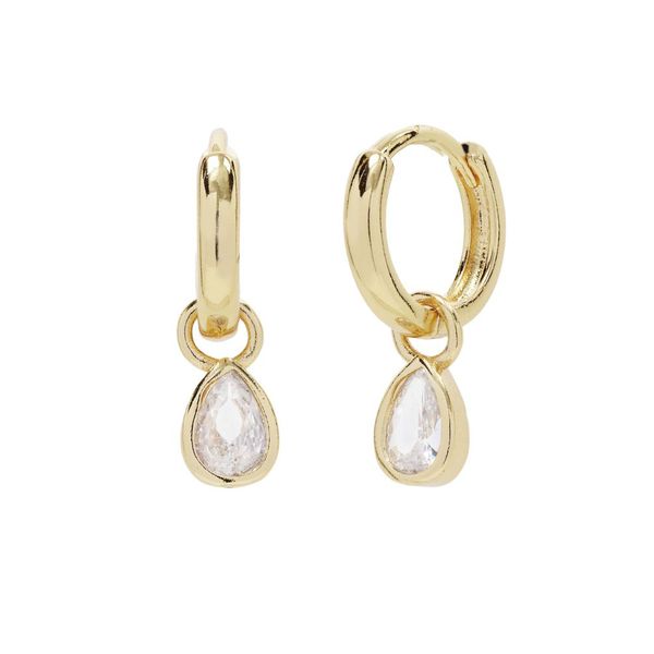 iDesire Gold CZ Teardrop Hoop Earrings
