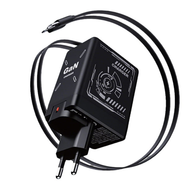 45W Retractable Phone Charger Wall Plug with Lightning and Type-C Cables