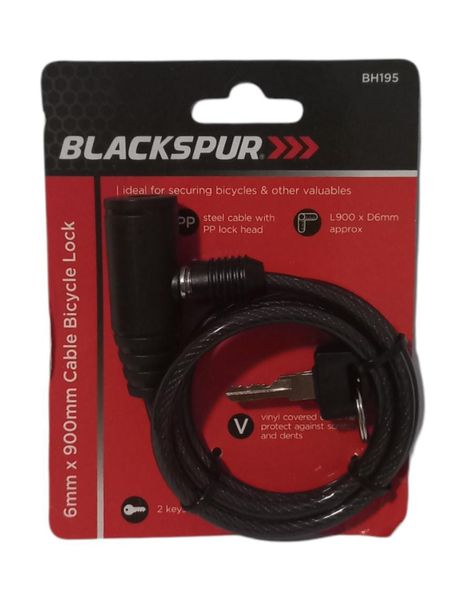 Blackspur 6mm x 900mm Cable Bicycle Lock