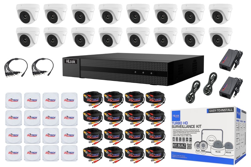 Hilook 16CH Dome Camera CCTV Kit With Zatech ready Cables, Junction Boxes