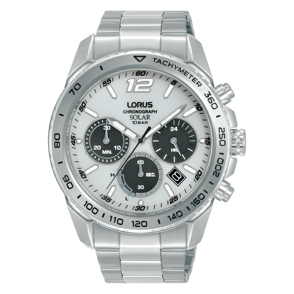Lorus Men Silver-White Metal Solar Sport, Formal RZ513AX9