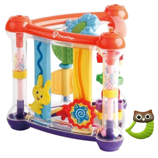 FocusToys Push and Roll Triangle Sensory Activity Toy With Extra Rattle Toy