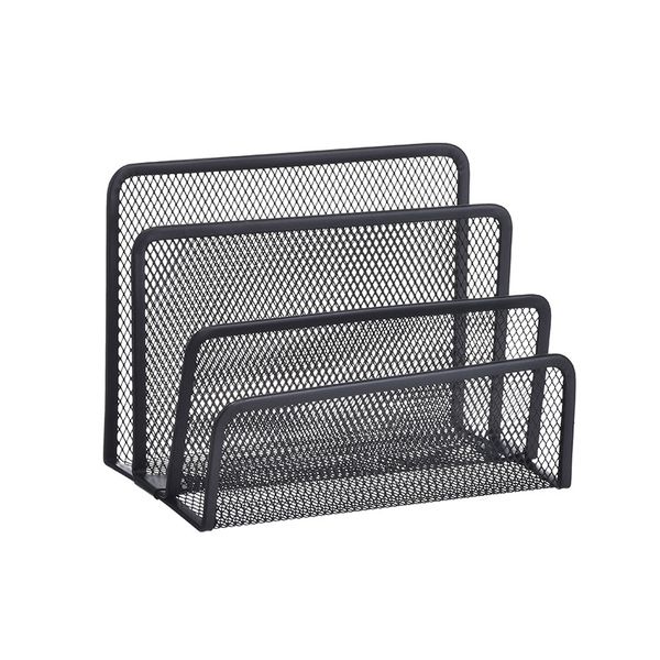 File Storage Box - 3-Tier Black Metal Mesh Letter &amp; Document Organizer