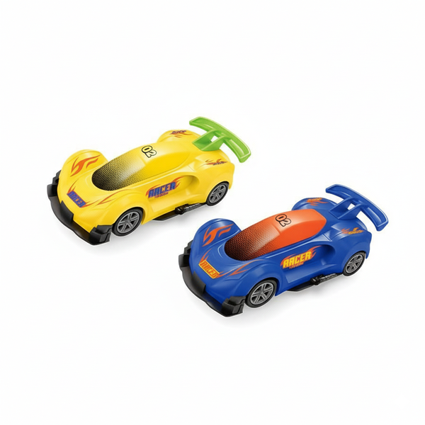 2 Pieces Kids' Inertia Racer Cars: Push and Go Toy