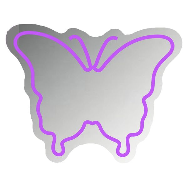 Butterfly Mirror Purple Butterfly Neon Sign Dimmable USB Wall