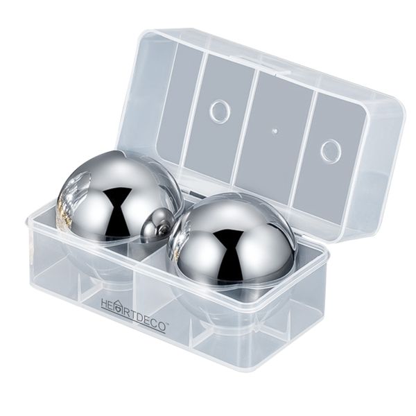 Heartdeco - Whiskey Chill Stone Ice Ball - Set of 2 - Stainless Steel - 5.5cm