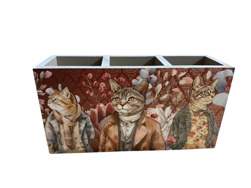 Cutlery/Stationary Holder - 3 Stages Dressed Cats