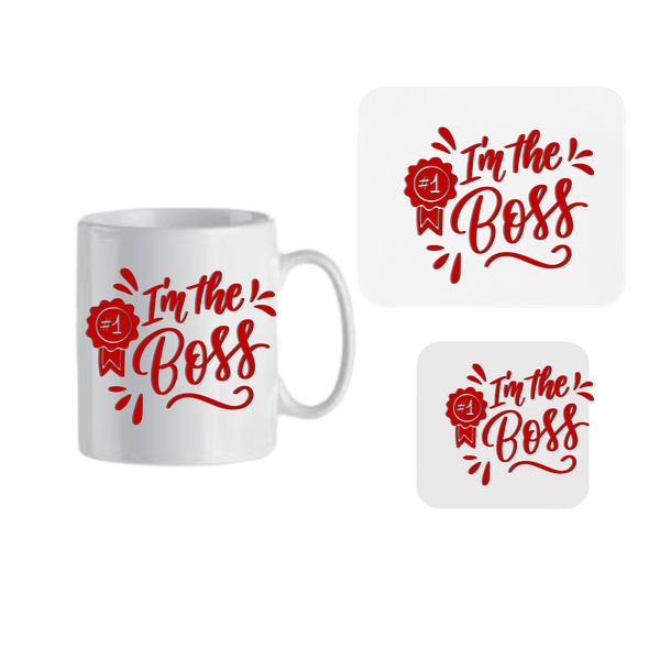 Im the Boss Mug, Coaster and Mousepad