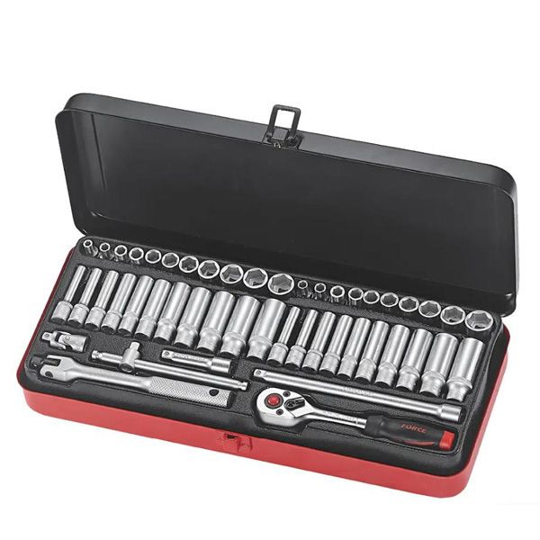 Force 1/4 Dr 48Pc 6Pt Flank Combination Socket Set