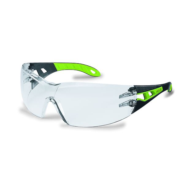 Uvex Pheos Clear Safety Eyewear Black / Lime Frame