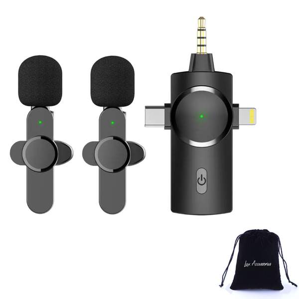 Lux Accessories Universal 3-in-1 Wireless Lavalier Microphone System &amp; Bag