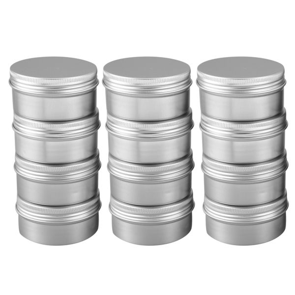 80Ml Tins Containers Tea Aluminum Box Round With Screw Cap - 12 Pack