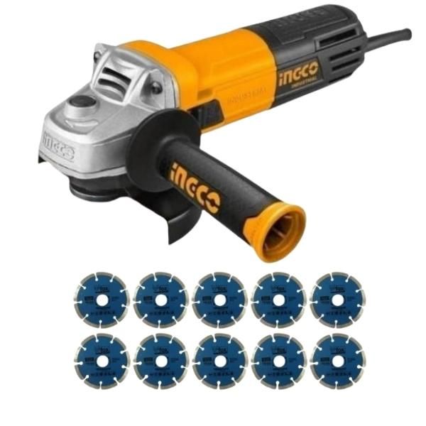 Ingco - Angle Grinder 115mm 950W with Segmented Diamond Blades 115mm (10pc)