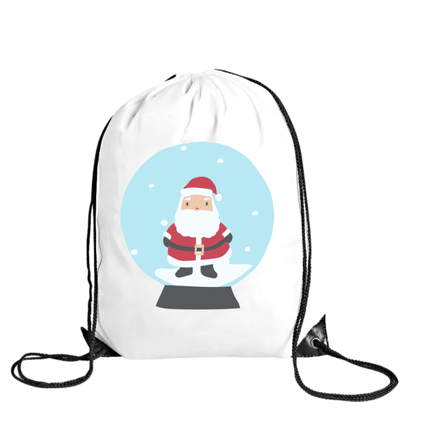 Katz Designs - Drawstring Bag -Polyester - Santa Snow Globe