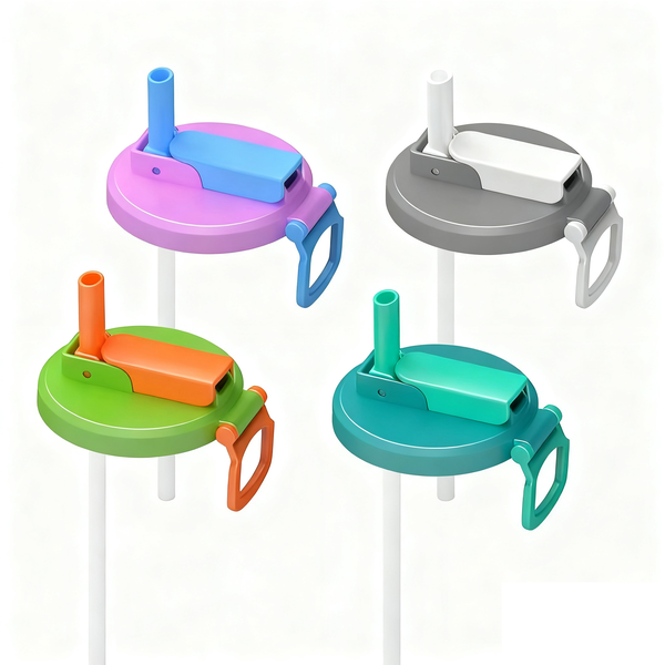 4-piece Soda Can Lids with Straws, Pop Can Cover Reusable Silicone Straws