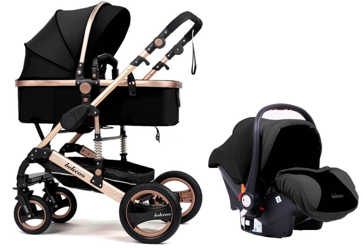 3 in 1 Baby Stroller Belecoo Luxury Stroller - Black | Shop Today. Get ...