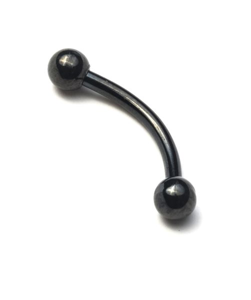 Fabulae Black Steel Curved Body Piercing Jewellery, Delilah