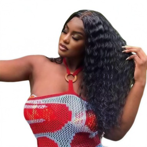 Geebuy 18in Water Wave Wig Full Frontal Human Hair Water Wave Wig funny Wig