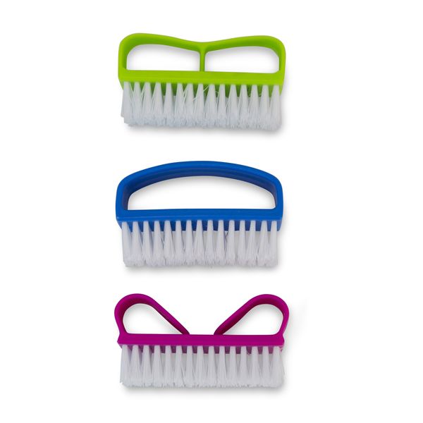 HealthGlow - Nail Brushes - 3 Different Handles - Fine Bristles - 3 Pieces