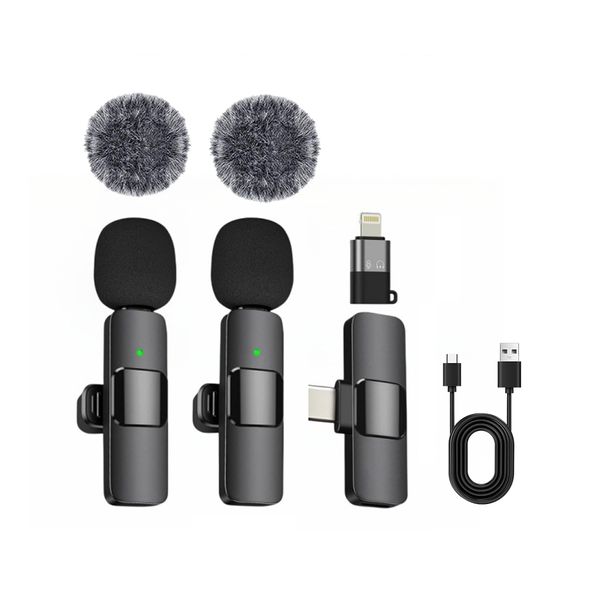 One to two wireless lavalier microphone, portable recording mini microphone