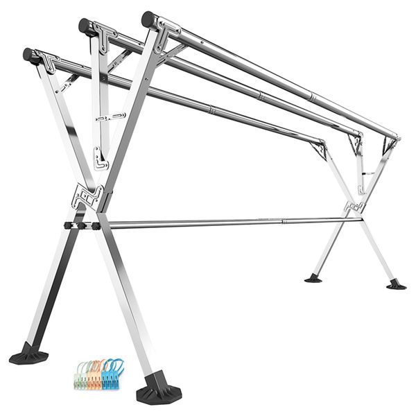 Floor-Standing Clothes Drying Rack,Heavy Duty Stainless Steel Laundry Rack