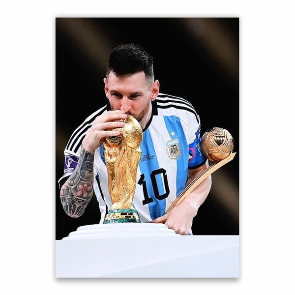 Messi Kisses World Cup Poster - A1