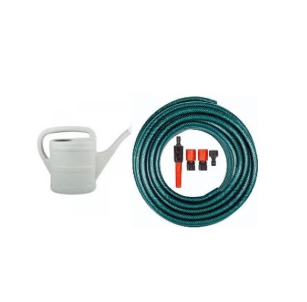 Combo: 5L Watering Can + 12mm x 20m Garden Hose with Fittings