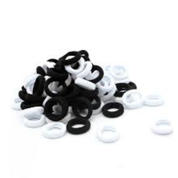 Hair Elastics- Black and White- 95 Pack
