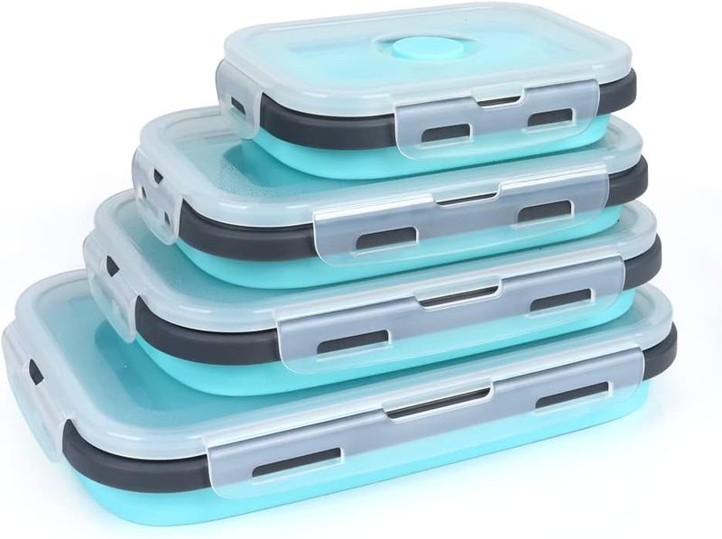 Stackable Silicon Food Storage Containers Lunchboxes Collapsible - Set of 4