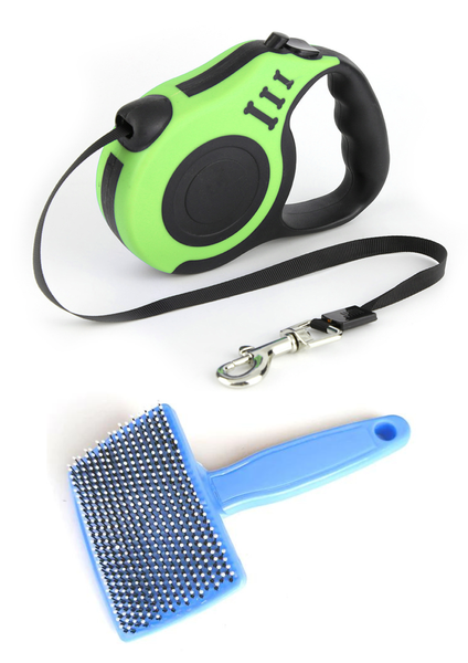 Retractable Leash 3M with Grooming Brush