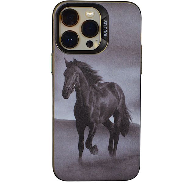 Phone Case with Black Horse Walking Compatible with Iphone 15 Pro Max - Black