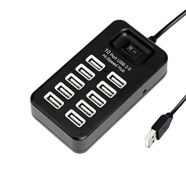 KT&amp;SA USB 2.0 to 10 Ports USB 2.0 High Speed 480 Mbps HUB