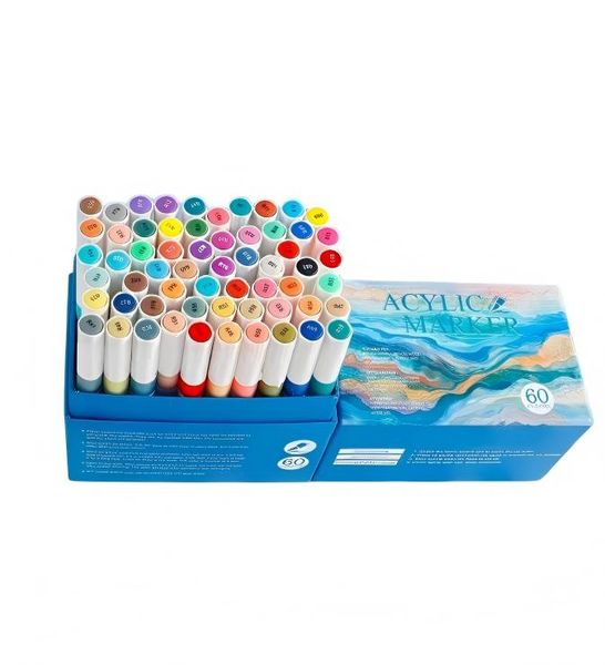 60-Colour Soft-Tip Acrylic Markers - Children's Art Set