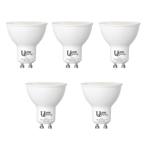 United Electrical 5 Watt GU10 A65 Rechargeable Bulb Cool White 5 Pack