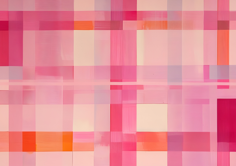 Wall Art Canvas - Abstract Pink And White Checkered Material Horizontal
