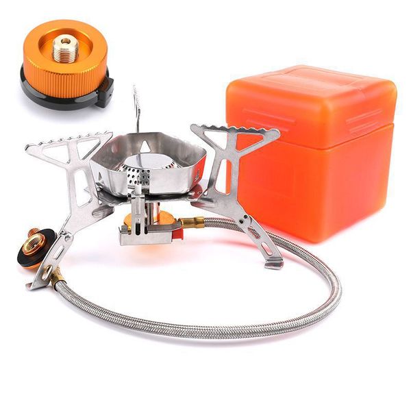 Glamping- Portable Folding Windproof Camping Gas Stove + Butane Gas Adapter