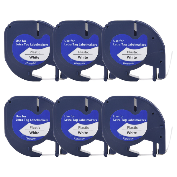 6Pcs Letra Tag Refills Tapes Maker for Dymo 91331 4M x 12mm Printer
