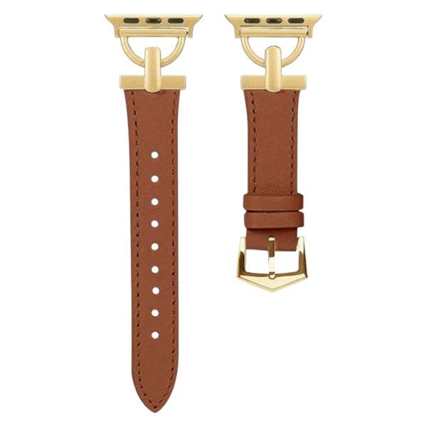 42mm Leather Apple Compatible Watch Strap With Metal Accents - Dusty Pink