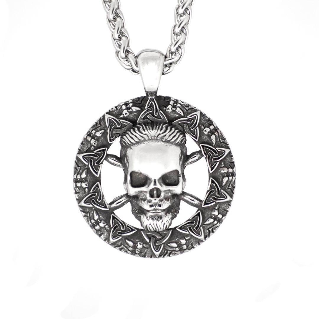 Stainless Steel Viking/Norse/Celtic Valknut Skull Pendant Necklace ...