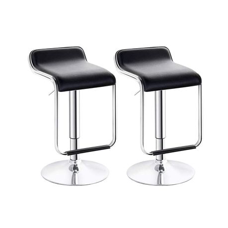 Leather Low Back Bar Chair Stools Set, Black Leather Bar Stools Set Of 2