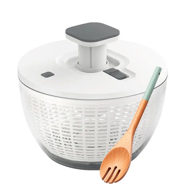 6Ltr - 2 Step Action Perfect Kitchen Salad Spinner including Beechwood Fork