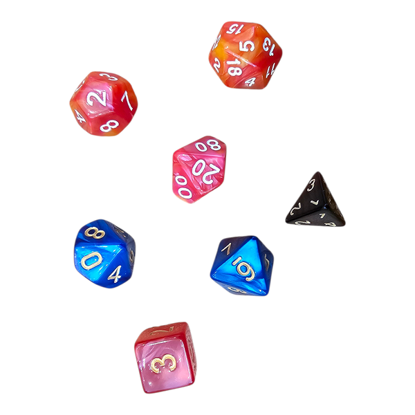 Gift Emporium RPG Dice Set with Velvet Dice Bag - Wolf Design (7-Piece Set)